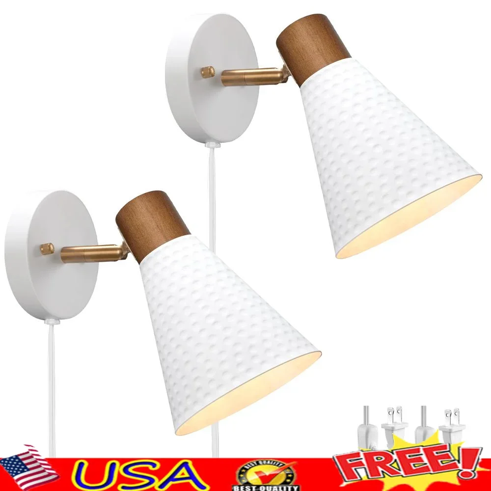 Modern Plug in Wall Sconces Set of 2 Adjustable Wall Lights Wooden and Hammered Metal Shade E26 Compatible Indoor Lighting
Modern Plug in Wall Sconces Set of 2 Adjustable Wall Lights Wooden and Hammered Metal Shade E26 Compatible Indoor Lighting