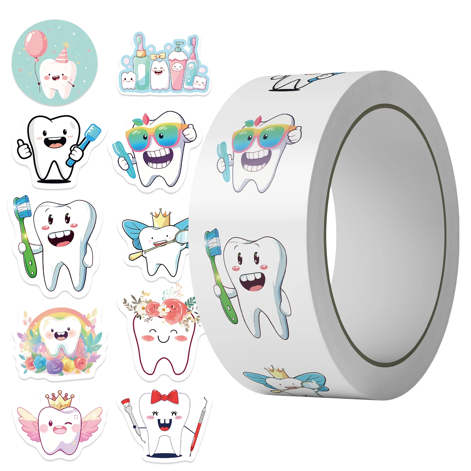 500pcs/Roll Cartoon Teeth Roll Stickers Decorative DIY Phone Cases, Water Cup, Guitars, Creative Waterproof Rewards Gifts Decal
500pcs/Roll Cartoon Teeth Roll Stickers Decorative DIY Phone Cases, Water Cup, Guitars, Creative Waterproof Rewards Gifts Decal