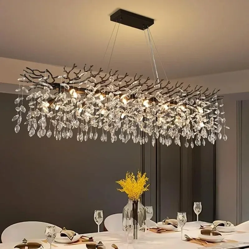 Rectangular Modern Black Glod Branch Crystal Chandelier for Dining Table Living Room Dimmable Crystal Pendant Light Kitchen Vila
Rectangular Modern Black Glod Branch Crystal Chandelier for Dining Table Living Room Dimmable Crystal Pendant Light Kitchen Vila