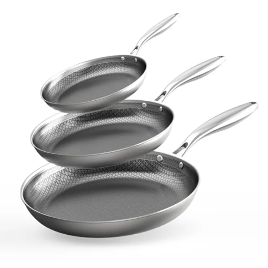 Stainless Steel Pans Set of 3 8+10+12 Inch Nonstick Frying Pans Induction Pan Set Chef's Pan Skillets Dishwasher Oven Safe Stay
Stainless Steel Pans Set of 3 8+10+12 Inch Nonstick Frying Pans Induction Pan Set Chef's Pan Skillets Dishwasher Oven Safe Stay