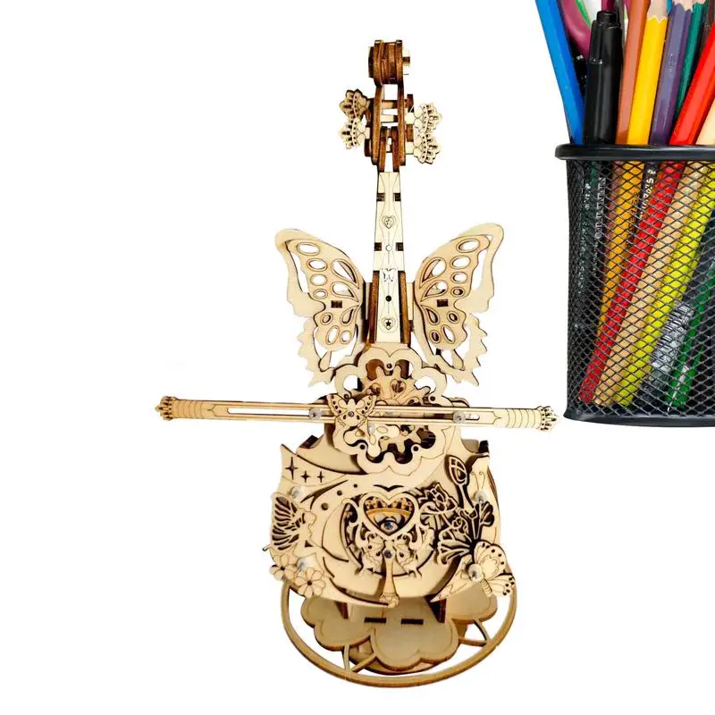 Cello Music Box Model Kits Wooden Violin Music Box 3D Jigsaw Handmade Jigsaw Construction Craft Kits Decorated With Butterfly
Cello Music Box Model Kits Wooden Violin Music Box 3D Jigsaw Handmade Jigsaw Construction Craft Kits Decorated With Butterfly