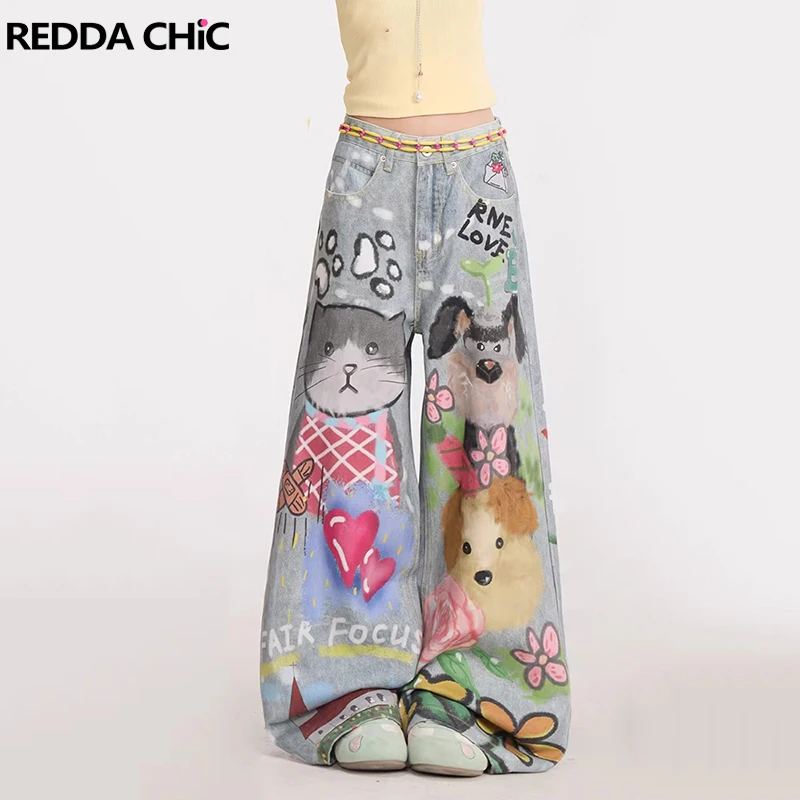 REDDACHiC Women Colorful Graffiti Baggy Jeans Cutecore Cartoon Animal Pattern Straight Wide Leg Pants Y2k Vintage Streetwear
REDDACHiC Women Colorful Graffiti Baggy Jeans Cutecore Cartoon Animal Pattern Straight Wide Leg Pants Y2k Vintage Streetwear