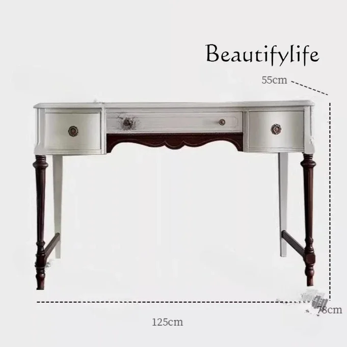 French solid wood bedroom dresser desk integrated simple gray high-end small apartment makeup table new
French solid wood bedroom dresser desk integrated simple gray high-end small apartment makeup table new