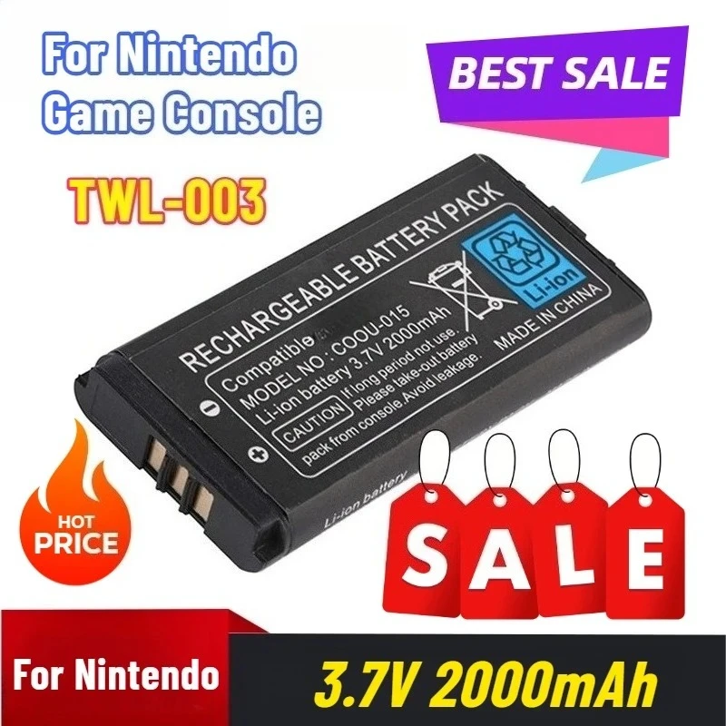 3.7V 2000mAh TWL-003 Rechargeable Batteries for Nintendo Game Console with Built-in Lithium Battery
3.7V 2000mAh TWL-003 Rechargeable Batteries for Nintendo Game Console with Built-in Lithium Battery