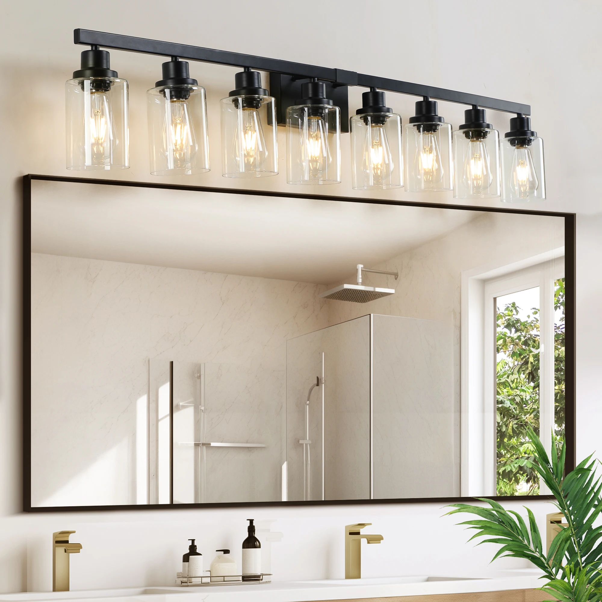 One Piece Black 8 Light Modern Vanity Light Fixture Bathroom Wall Sconce with Fluted Glass Shade Lightweight Wall Mount Fixture
One Piece Black 8 Light Modern Vanity Light Fixture Bathroom Wall Sconce with Fluted Glass Shade Lightweight Wall Mount Fixture