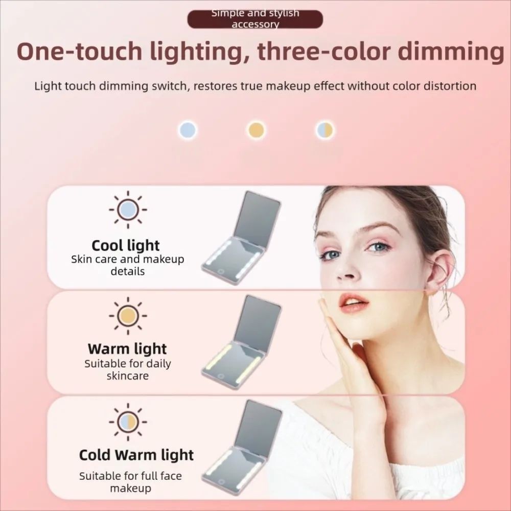 3 Color Dimmable LED Makeup Mirror 180° Foldable Touch Control Portable 2x Vanity Mirror Rechargeable Double-Sided
3 Color Dimmable LED Makeup Mirror 180° Foldable Touch Control Portable 2x Vanity Mirror Rechargeable Double-Sided