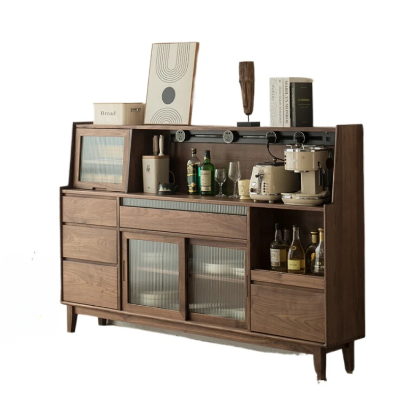 Black walnut solid wood dining side cabinet integrated high cabinet against the wall Nordic wine cabinet living room simple
Black walnut solid wood dining side cabinet integrated high cabinet against the wall Nordic wine cabinet living room simple