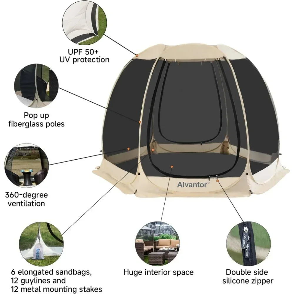 # Screen House Room Camping Tent Outdoor Canopy Pop Up Sun Shade Hexagon Shelter Mesh Walls Not Waterproof 10'x10' Beige #
# Screen House Room Camping Tent Outdoor Canopy Pop Up Sun Shade Hexagon Shelter Mesh Walls Not Waterproof 10'x10' Beige #