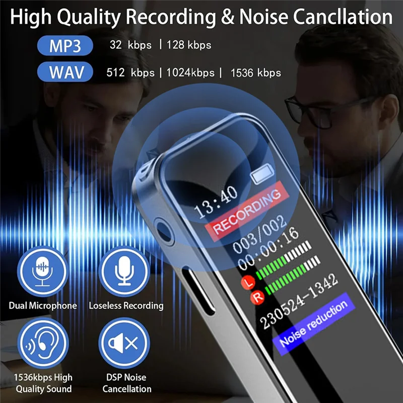 -A95Z Digital Voice Recorder Noise Reduction Recorder With Playback MP3 Music Player Activated Record 1536KBPS HD Recording
-A95Z Digital Voice Recorder Noise Reduction Recorder With Playback MP3 Music Player Activated Record 1536KBPS HD Recording