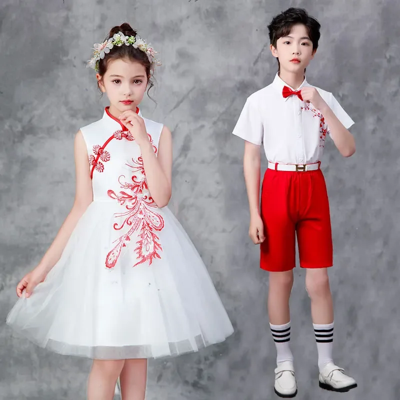Children's Red Song Chorus Performance Clothing for Primary School Students Recitation Performance Clothing for Kindergarten Dan
Children's Red Song Chorus Performance Clothing for Primary School Students Recitation Performance Clothing for Kindergarten Dan