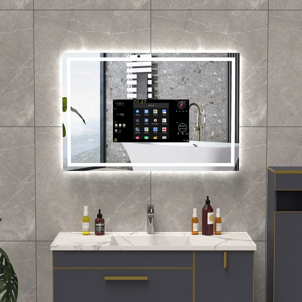 Custom Size Modern Silver Rectangle Frameless Android Touch Screen LCD TV Mirror LED Smart With Alexa Illuminated Hot Sale In Ba
Custom Size Modern Silver Rectangle Frameless Android Touch Screen LCD TV Mirror LED Smart With Alexa Illuminated Hot Sale In Ba