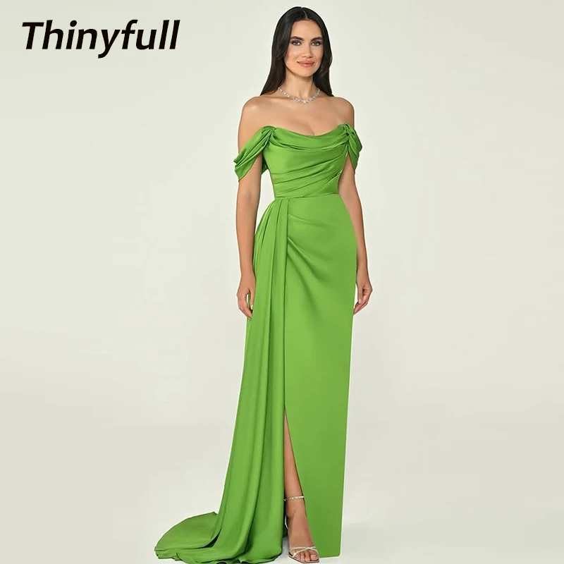 Thinyfull Mermaid Satin Prom Dresses Off Shoulder Sleeveless Evening Gown Long Formal Occasion Dress robes de soirée Customized
Thinyfull Mermaid Satin Prom Dresses Off Shoulder Sleeveless Evening Gown Long Formal Occasion Dress robes de soirée Customized