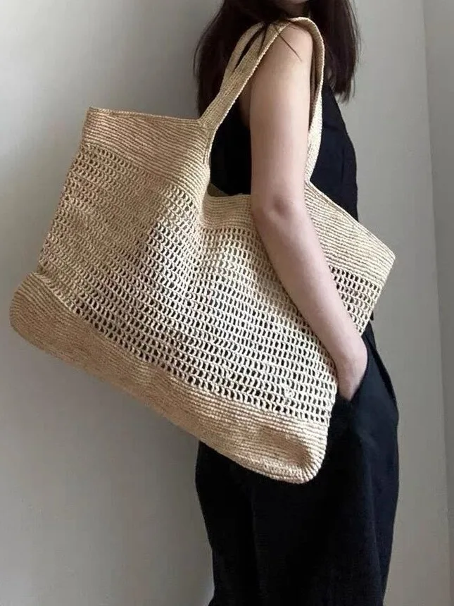 2025 New Large Capacity Woven Straw Bags Fashionable and Versatile Beach Vacation Style Shoulder Bag 
2025 New Large Capacity Woven Straw Bags Fashionable and Versatile Beach Vacation Style Shoulder Bag