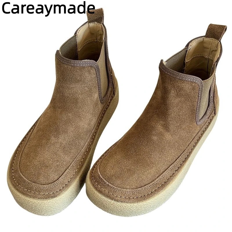Careaymade-женские короткие сапоги из натуральной кожи, туфли Boken с круглым носком на толщине, повседневные ботинки челси из коровьей замши в стиле ретро
Careaymade-женские короткие сапоги из натуральной кожи, туфли Boken с круглым носком на толщине, повседневные ботинки челси из коровьей замши в стиле ретро