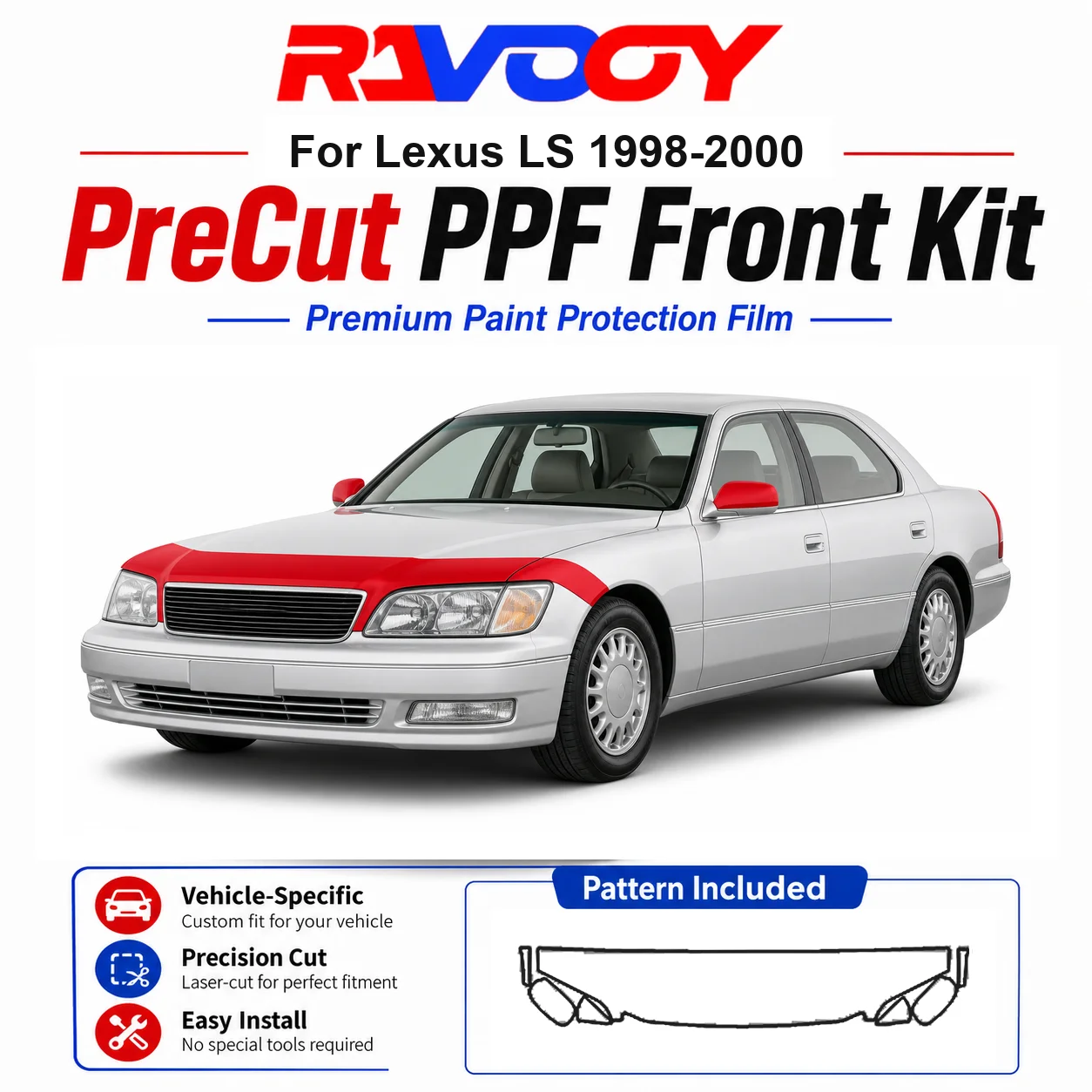 8.5mil TPU Precut PPF Kit For Lexus LS 1998-2000 - Hood, Partial Fenders & Full Mirror Set - Self-Healing Gloss Clear Bra Film
8.5mil TPU Precut PPF Kit For Lexus LS 1998-2000 - Hood, Partial Fenders & Full Mirror Set - Self-Healing Gloss Clear Bra Film
