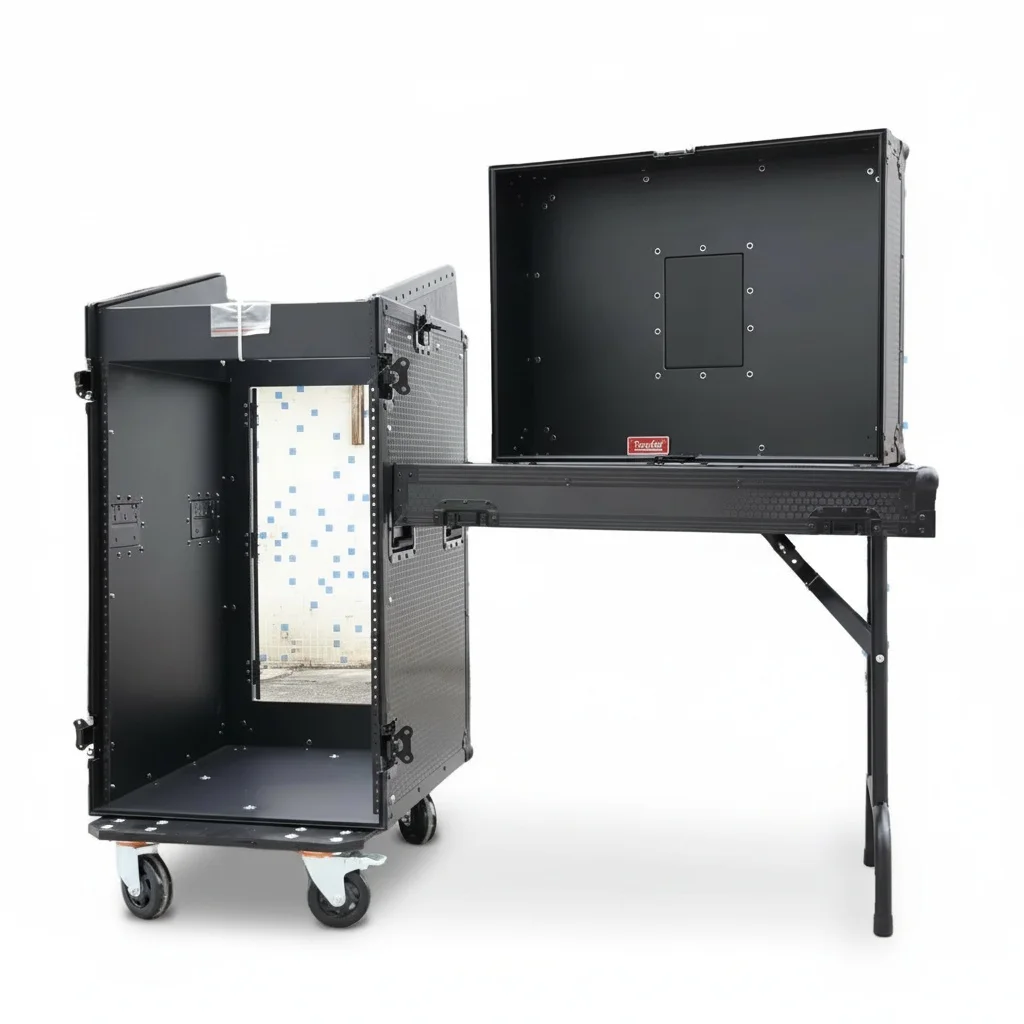 16U DJ Audio Rack Case, Aluminum-Reinforced Road Case with 11U Slant Mixer Top, ATA Flight Case with Side Table, Locking Drawers
16U DJ Audio Rack Case, Aluminum-Reinforced Road Case with 11U Slant Mixer Top, ATA Flight Case with Side Table, Locking Drawers