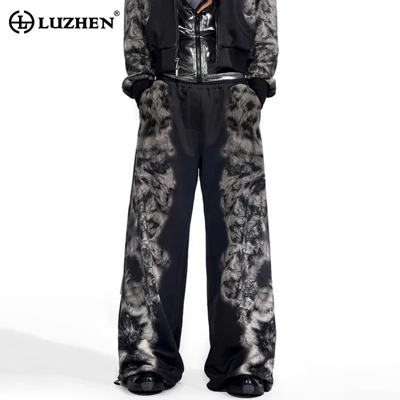 LUZHEN модные повседневные персонализированные прямые брюки с принтом, леопардовые мужские брюки, новинка 2025 года, уличная одежда с эластичной резинкой на талии, JY4758 
LUZHEN модные повседневные персонализированные прямые брюки с принтом, леопардовые мужские брюки, новинка 2025 года, уличная одежда с эластичной резинкой на талии, JY4758