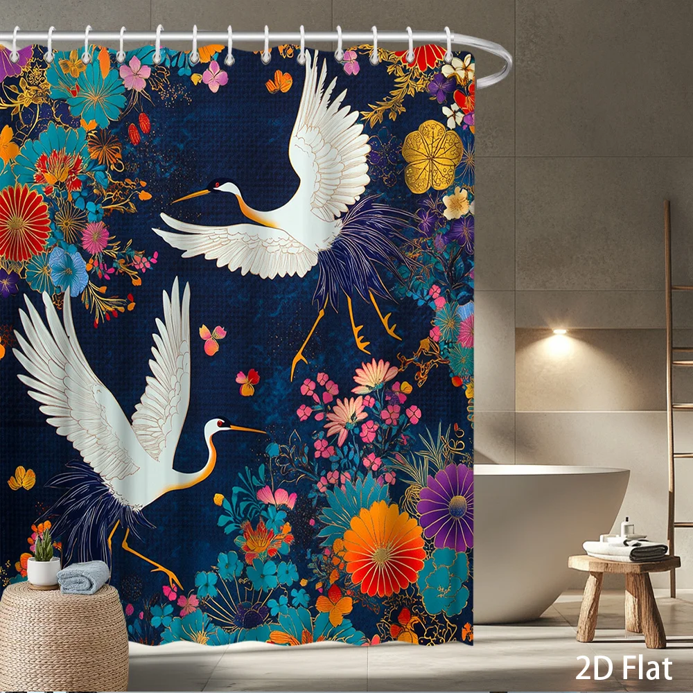 Занавеска для душа с изображением журавлей и цветов – элегантные белые цапли, распускающие цветы на темно-синем фоне, водонепроницаемый полиэстер, декор для ванной в азиатском стиле.
Занавеска для душа с изображением журавлей и цветов – элегантные белые цапли, распускающие цветы на темно-синем фоне, водонепроницаемый полиэстер, декор для ванной в азиатском стиле.