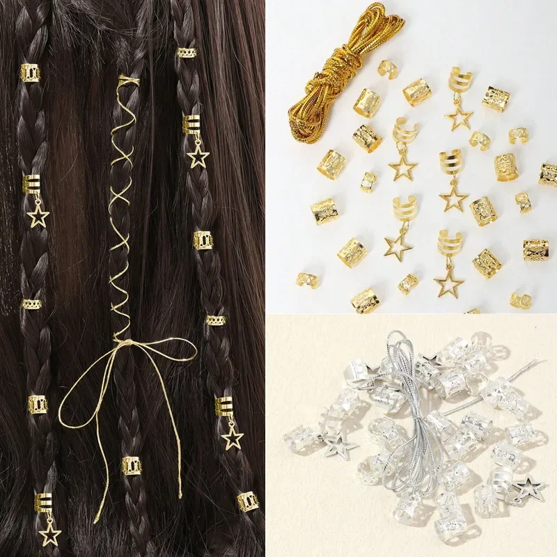 36pcs Star with Hair Rope Hollow Out Hair Ring Dreadlocks Beads Hair Braid Rings Clips Dread Locks Braiding Metal Cuffs
36pcs Star with Hair Rope Hollow Out Hair Ring Dreadlocks Beads Hair Braid Rings Clips Dread Locks Braiding Metal Cuffs
