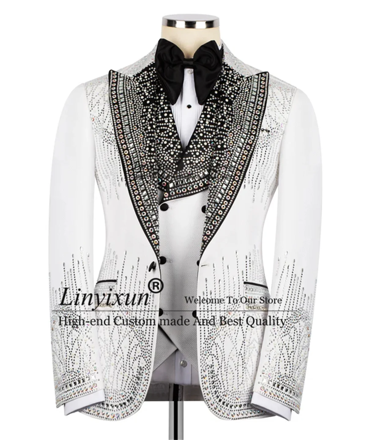 Luxury Diamond Crystals Men Suits 3 Pieces Sets Wedding Groom Tuxedo Slim Fit Male Prom Blazer Customized trajes para hombre
Luxury Diamond Crystals Men Suits 3 Pieces Sets Wedding Groom Tuxedo Slim Fit Male Prom Blazer Customized trajes para hombre