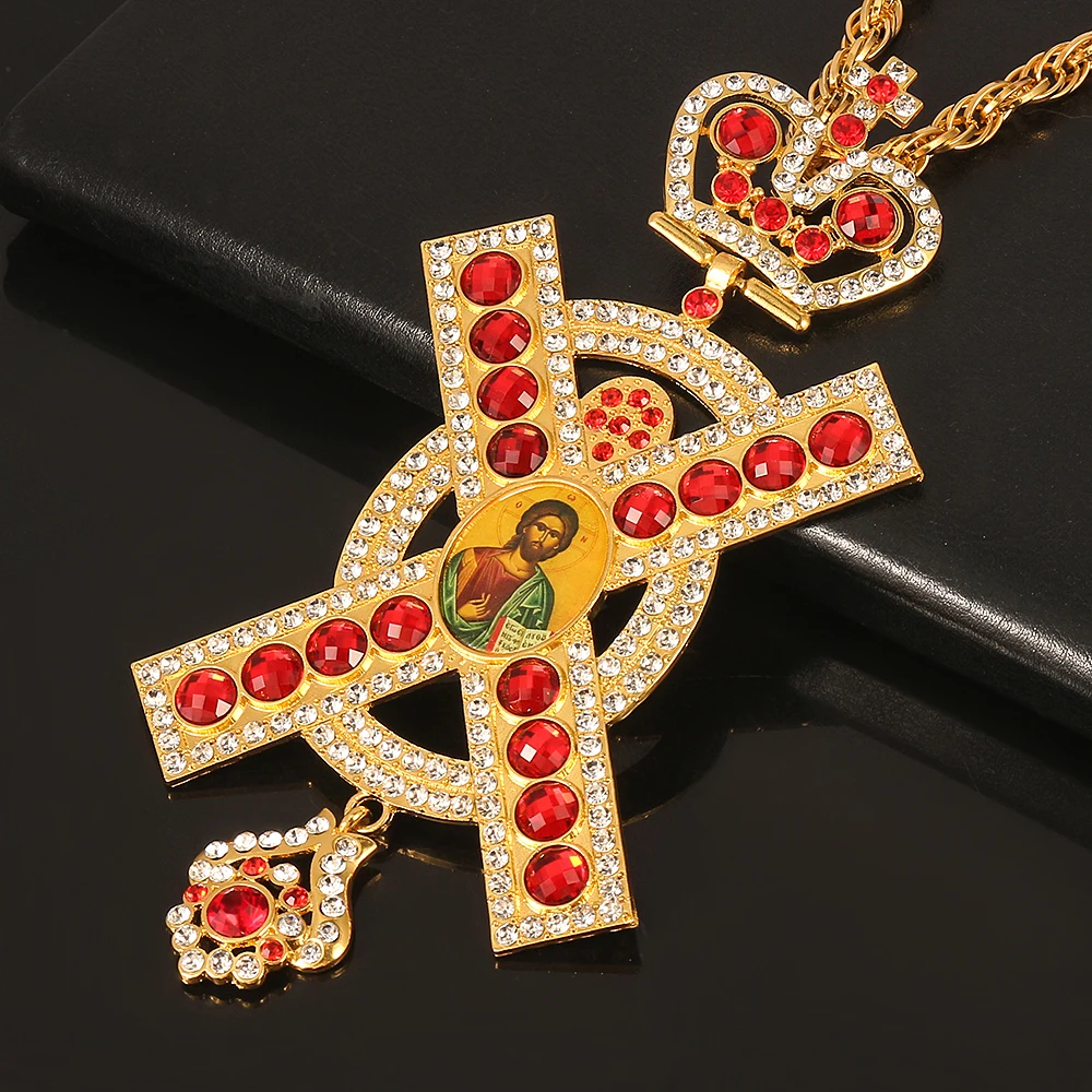 Red Zircon Full Rhinestone Jesus Pectoral Cross Pendant Creative Fashion Circular Cross Religion Necklace Jewelry Gifts
Red Zircon Full Rhinestone Jesus Pectoral Cross Pendant Creative Fashion Circular Cross Religion Necklace Jewelry Gifts