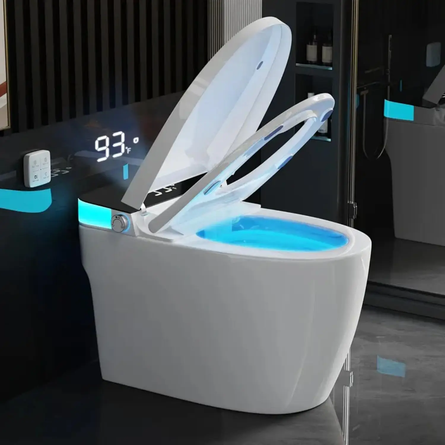 Smart Toilet with Heated Seat & Auto Flush, Electric Tankless Toilets for Bathroom Modern One Piece Toilet with, Customized
Smart Toilet with Heated Seat & Auto Flush, Electric Tankless Toilets for Bathroom Modern One Piece Toilet with, Customized