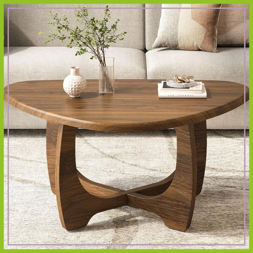Mid Century Modern Coffee Table with Triangle Top, Oval Wood Tea Table, Solid Legs, 35.8"x22.5"x16.2" Walnut
Mid Century Modern Coffee Table with Triangle Top, Oval Wood Tea Table, Solid Legs, 35.8"x22.5"x16.2" Walnut
