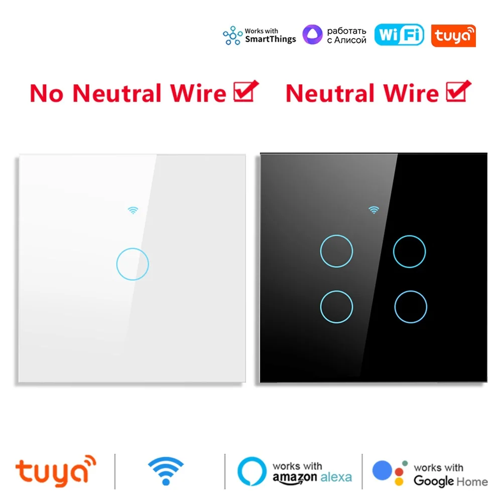 Tuya Smart Wi-Fi EU Настенный стеклянный сенсорный переключатель без нейтральных проводов Беспроводной пульт дистанционного управления Выключатель света 1-4ang для Alexa Google Home
Tuya Smart Wi-Fi EU Настенный стеклянный сенсорный переключатель без нейтральных проводов Беспроводной пульт дистанционного управления Выключатель света 1-4ang для Alexa Google Home