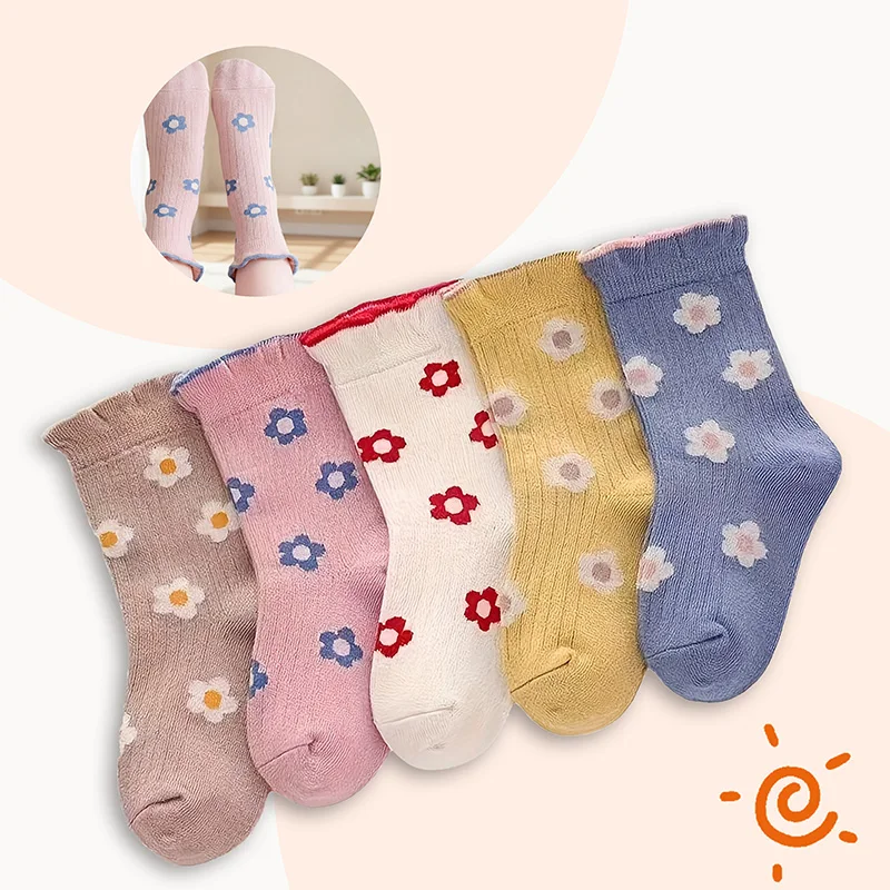 5 Pairs Kids Cotton Socks – Trendy Flower Pattern, Soft, Breathable, Mid-Calf, Boys & Girls
5 Pairs Kids Cotton Socks – Trendy Flower Pattern, Soft, Breathable, Mid-Calf, Boys & Girls