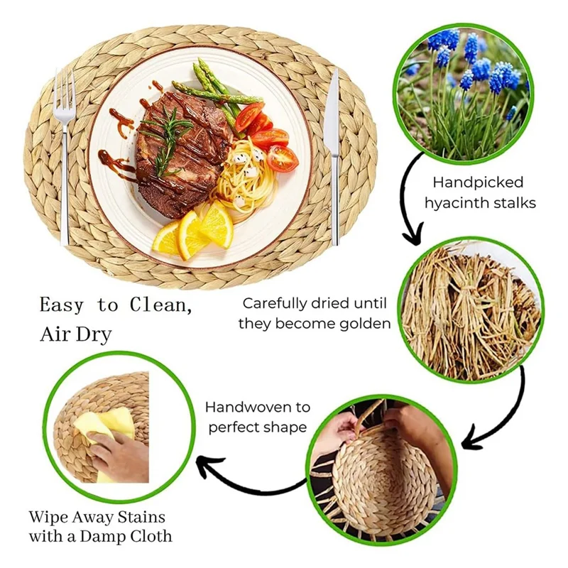 Oval Woven Placemats, Natural Water Hyacinth Placemats , Straw Braided Rattan Placemats, 12X16 Inches 4Pack-A22G
Oval Woven Placemats, Natural Water Hyacinth Placemats , Straw Braided Rattan Placemats, 12X16 Inches 4Pack-A22G