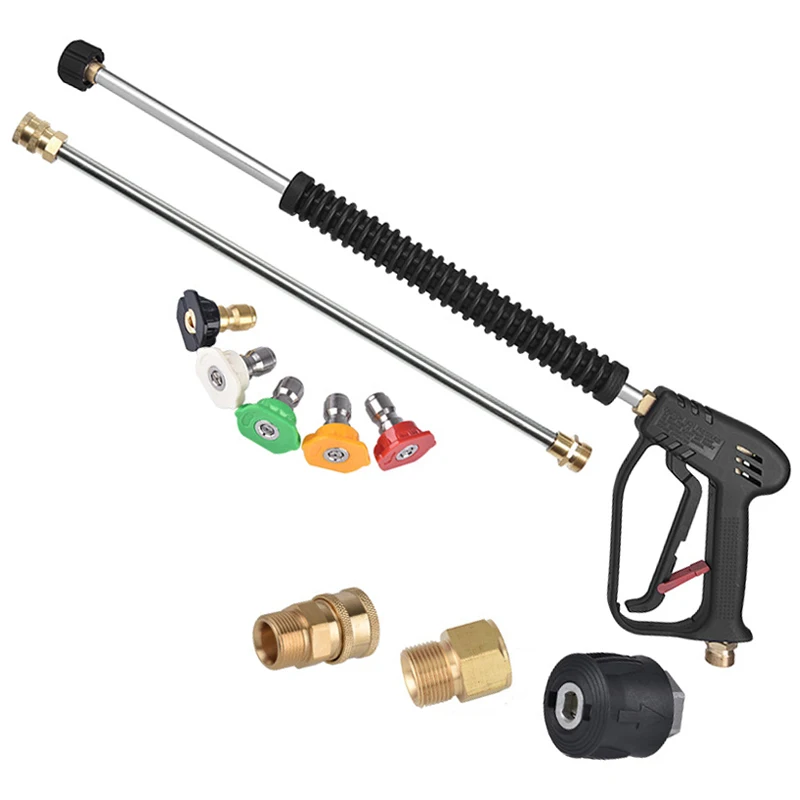 High Pressure Washer Gun for Karcher K2 K3 K4 K5 K6 K7 Car Wash 4000 PSI With 5 Spray Nozzles Inlet M22-14 Quick Connect
High Pressure Washer Gun for Karcher K2 K3 K4 K5 K6 K7 Car Wash 4000 PSI With 5 Spray Nozzles Inlet M22-14 Quick Connect