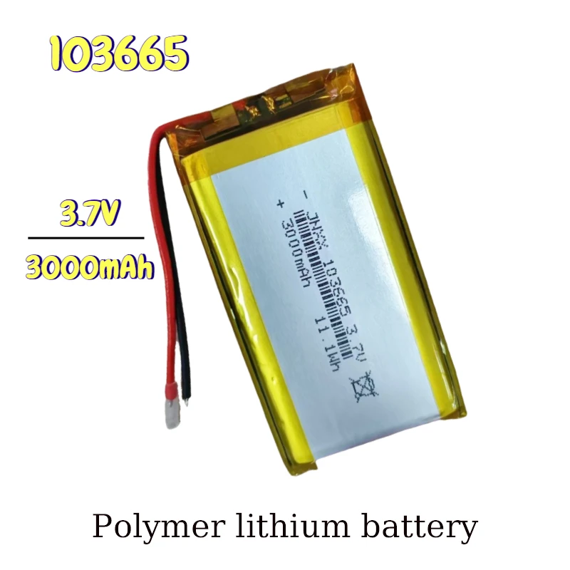 3.7V 3000mAh Polymer Lithium LiPo Rechargeable Battery 103665 for GPS PSP PAD MID DVD Mobile Phone Power Bank Tablet PC E-Books
3.7V 3000mAh Polymer Lithium LiPo Rechargeable Battery 103665 for GPS PSP PAD MID DVD Mobile Phone Power Bank Tablet PC E-Books