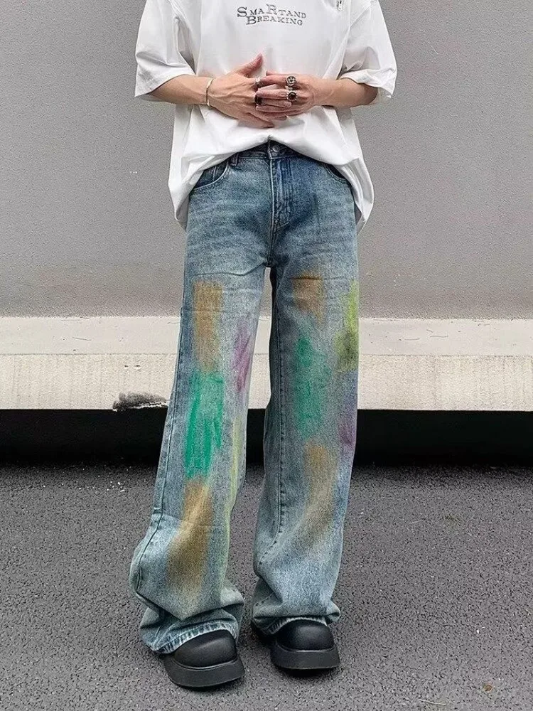 Foufurieux Men Rainbow Colored Tie Dyeing Baggy Jeans Summer New Straight Bottoms Vintage Casual Trousers Female Wide Leg Pants
Foufurieux Men Rainbow Colored Tie Dyeing Baggy Jeans Summer New Straight Bottoms Vintage Casual Trousers Female Wide Leg Pants