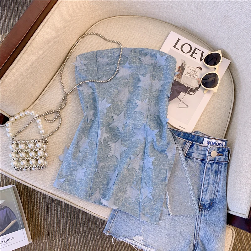 Women's Blue Star Sleeveless Strapless Y2K Harajuku Fashion Aesthetic 2000s Style Sexy 90s Retro Top Summer Clothing 2025 New
Women's Blue Star Sleeveless Strapless Y2K Harajuku Fashion Aesthetic 2000s Style Sexy 90s Retro Top Summer Clothing 2025 New