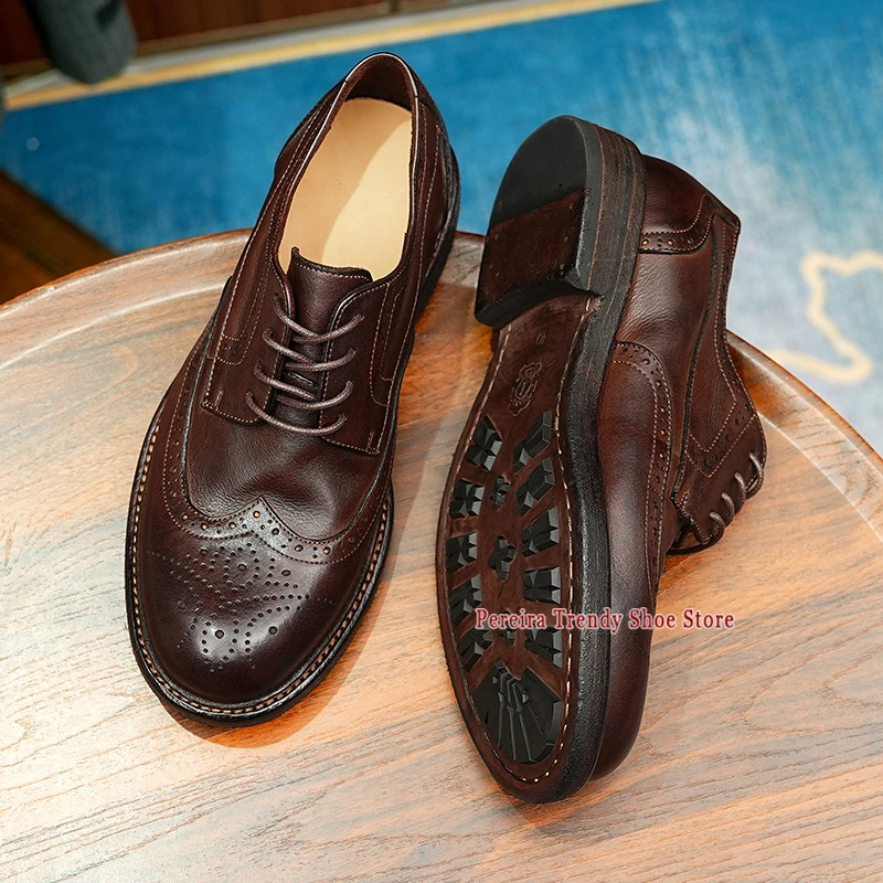 Men's Handmade Cowhide Derby Shoes British Style Retro Round Toe Formal Shoes Banquet Party Comfortable Business Dress Shoes
Men's Handmade Cowhide Derby Shoes British Style Retro Round Toe Formal Shoes Banquet Party Comfortable Business Dress Shoes
