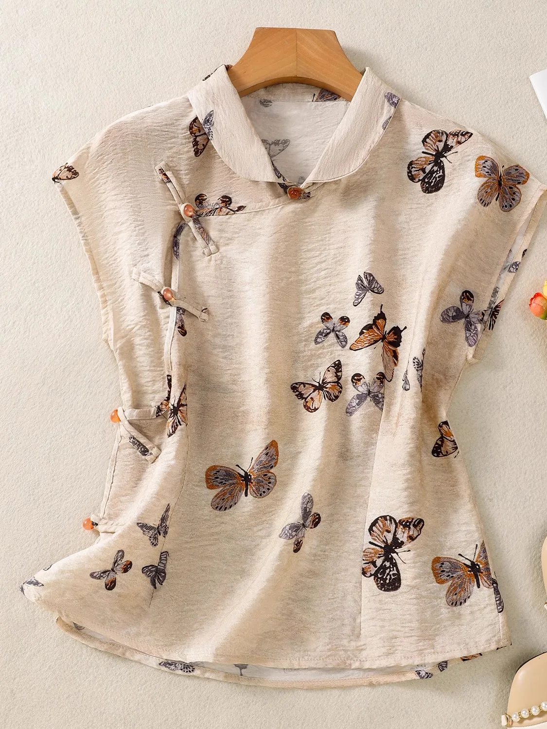 Women's Cotton Linen Top Floral Print Short Sleeve Traditional Chinese Style Commute Fashion Straight Cut Shirt
Women's Cotton Linen Top Floral Print Short Sleeve Traditional Chinese Style Commute Fashion Straight Cut Shirt