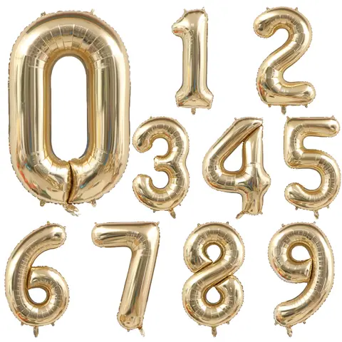 40inch Light Gold Foil Number Balloon First Baby Boy Kids Happy Birthday Party Decorations 1st 1 2 3 4 5 6 7 8 9 30 50 Years Old