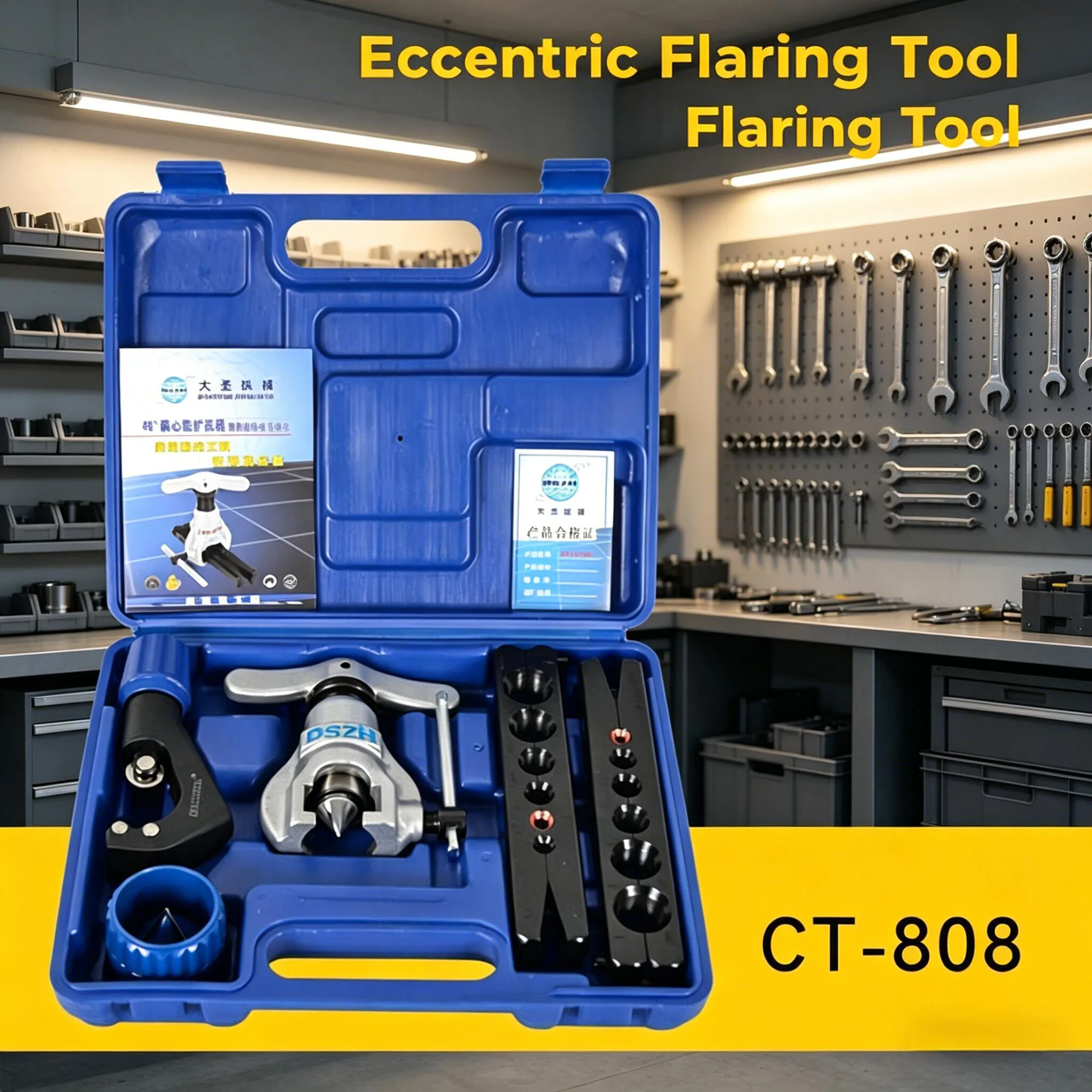 CT-808 Copper Tube Flaring Tool Kit 45° Eccentric Cone Head for Soft Copper Aluminum Pipe HVAC Refrigeration Repair Tool Set
CT-808 Copper Tube Flaring Tool Kit 45° Eccentric Cone Head for Soft Copper Aluminum Pipe HVAC Refrigeration Repair Tool Set