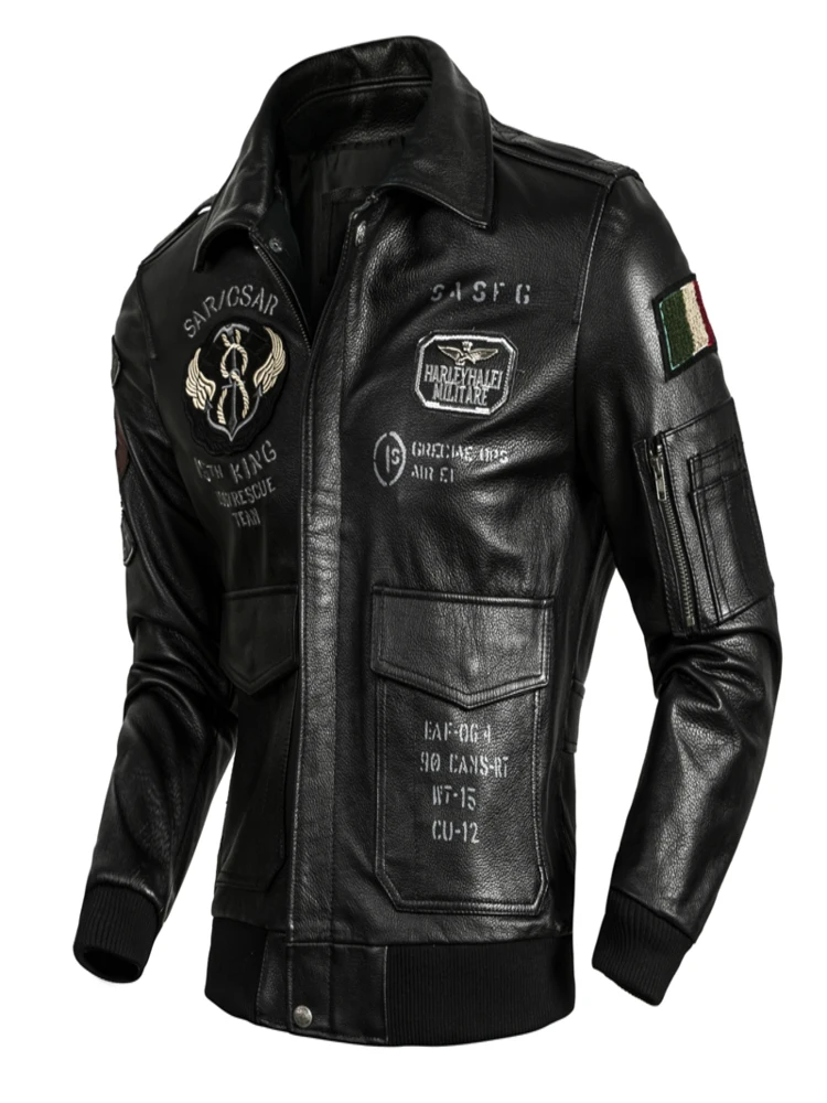 Classic Top Layer Cowhide Motorcycle Suit Men Black corium Bomber Jacket Fashion Slim Fit Short Spring Autumn Leather
Classic Top Layer Cowhide Motorcycle Suit Men Black corium Bomber Jacket Fashion Slim Fit Short Spring Autumn Leather
