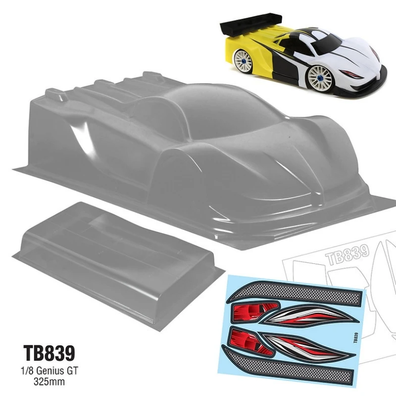 Прозрачный корпус TB839 1/8 Genius GT, ширина 300 мм для автомобиля, колесная база 325 мм, шасси для дрифта на дистанционном управлении Serpent Mugen Xray hpi racing
Прозрачный корпус TB839 1/8 Genius GT, ширина 300 мм для автомобиля, колесная база 325 мм, шасси для дрифта на дистанционном управлении Serpent Mugen Xray hpi racing