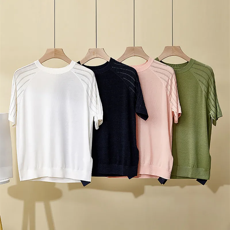 2025 Women's New Spring Summer Solid Color Loose Casual Tops,Wool Silk Blend Beaded Short-Sleeved Knitted T-Shirt
2025 Women's New Spring Summer Solid Color Loose Casual Tops,Wool Silk Blend Beaded Short-Sleeved Knitted T-Shirt