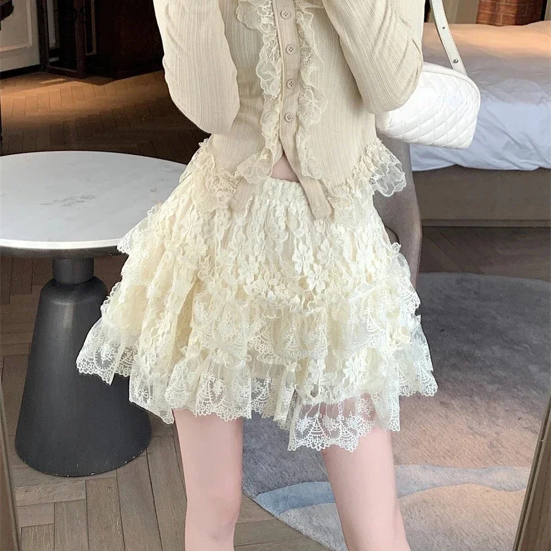 Japanese Women Sweet Lolita Style Fairy Skirt Harajuku Kawaii Lace Embroidery Short Skirts Y2k Aesthetic Cute Cake Mini Skirts
Japanese Women Sweet Lolita Style Fairy Skirt Harajuku Kawaii Lace Embroidery Short Skirts Y2k Aesthetic Cute Cake Mini Skirts