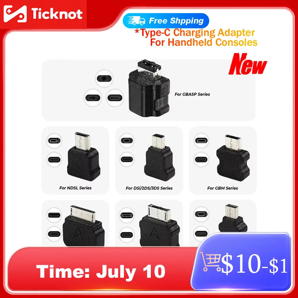 TicKnot Type-C Charging Adapter For Handheld Consoles NDSL/GBM/GBA SP Charging Port Socket Connector Support A to C & C to C
TicKnot Type-C Charging Adapter For Handheld Consoles NDSL/GBM/GBA SP Charging Port Socket Connector Support A to C & C to C