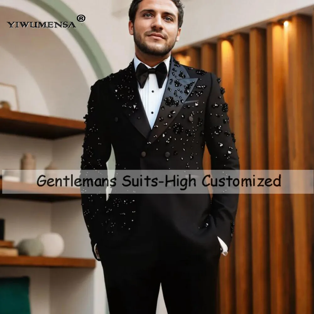 Man Formal Party Groom Tuxedos Customized Diamonds Stones Jacket Pants 2 Pieces Suits Men Slim Fit Double Breasted Prom Blazers
Man Formal Party Groom Tuxedos Customized Diamonds Stones Jacket Pants 2 Pieces Suits Men Slim Fit Double Breasted Prom Blazers