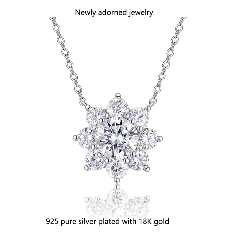 Cross-border S925 sterling silver 0.5/1/2/3 carat moissanite necklace with an eight-petal sunflower pendant, high-end women's ne
Cross-border S925 sterling silver 0.5/1/2/3 carat moissanite necklace with an eight-petal sunflower pendant, high-end women's ne