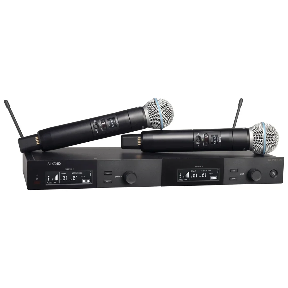 SLXD4D BETA58A BETA87A KSM8 KSM9 Microphone Mic Two Dual Channel Digital Wireless Receiver Working Range of 100 Meters 328 Feet
SLXD4D BETA58A BETA87A KSM8 KSM9 Microphone Mic Two Dual Channel Digital Wireless Receiver Working Range of 100 Meters 328 Feet