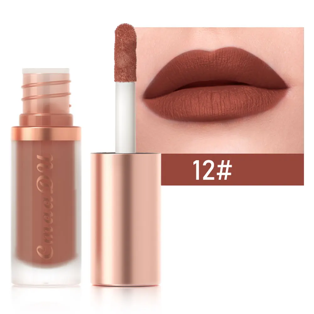 12 Color Sexy Long Lasting Velvet Matte Lip Gloss Liquid Lipstick Lip Makeup Women Beauty Red Nonstick Cup Waterproof Lip Gloss