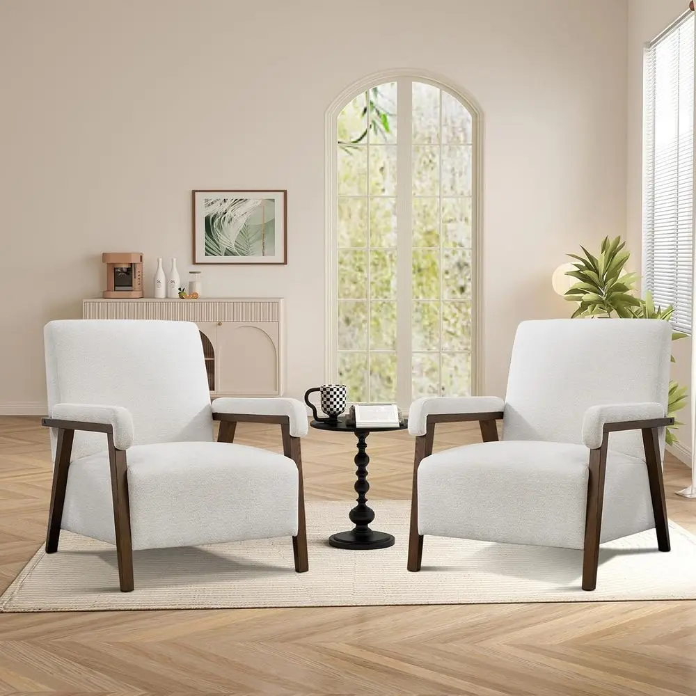 Upholstered Accent Chair with Solid Wood, Easy Assembly for Living Room, Bedroom, or Cafe, Cream White
Upholstered Accent Chair with Solid Wood, Easy Assembly for Living Room, Bedroom, or Cafe, Cream White