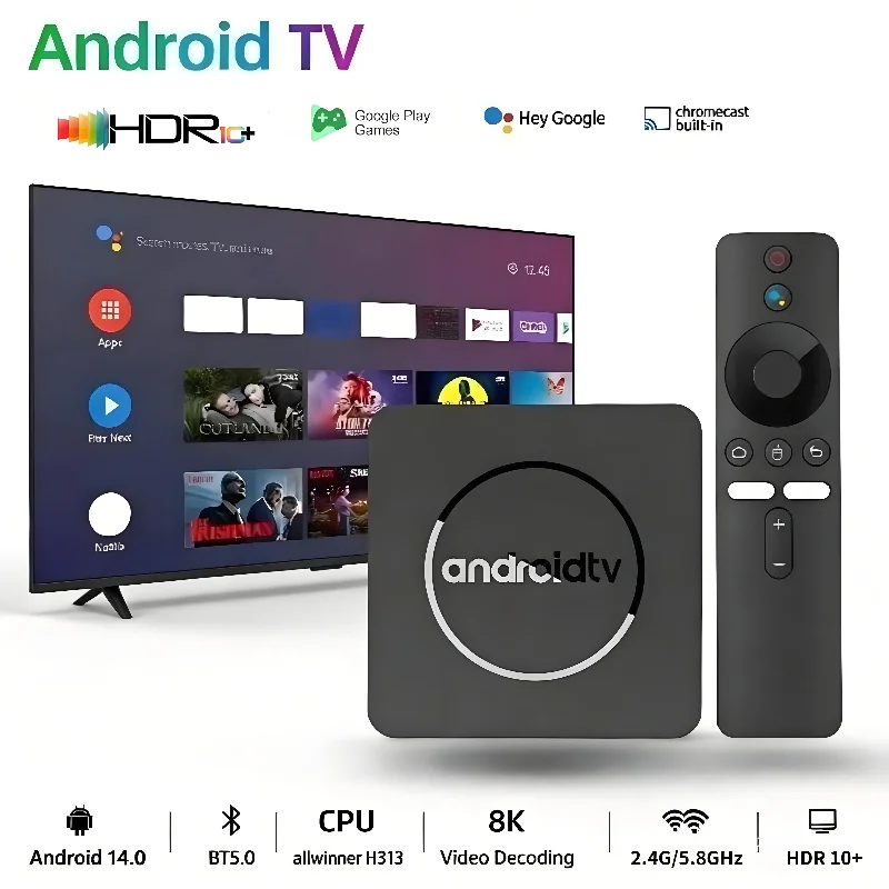 New Global Version Smart TV Box BT 2.4G&5G Wifi Android 13 AllwinnerH313 4K HDR10+ Streaming Media Set Top Box Google Assistant
New Global Version Smart TV Box BT 2.4G&5G Wifi Android 13 AllwinnerH313 4K HDR10+ Streaming Media Set Top Box Google Assistant