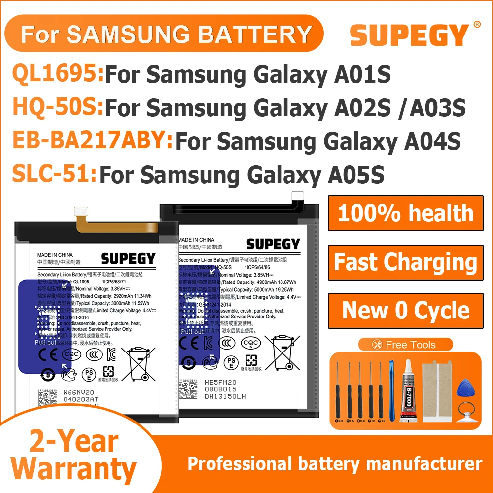 Новая высококачественная батарея EB-BA217ABY SLC-51 HQ-50S для Samsung Galaxy A01S A02S A03S A04S A05S + бесплатные инструменты
Новая высококачественная батарея EB-BA217ABY SLC-51 HQ-50S для Samsung Galaxy A01S A02S A03S A04S A05S + бесплатные инструменты